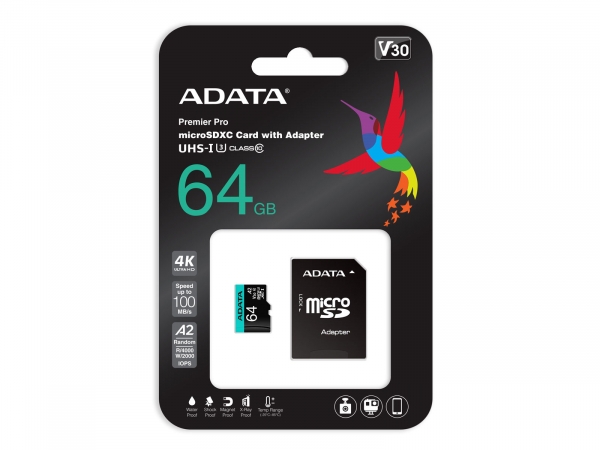 Adata 64GB micro SDHC UHS V30 4K Memory Card